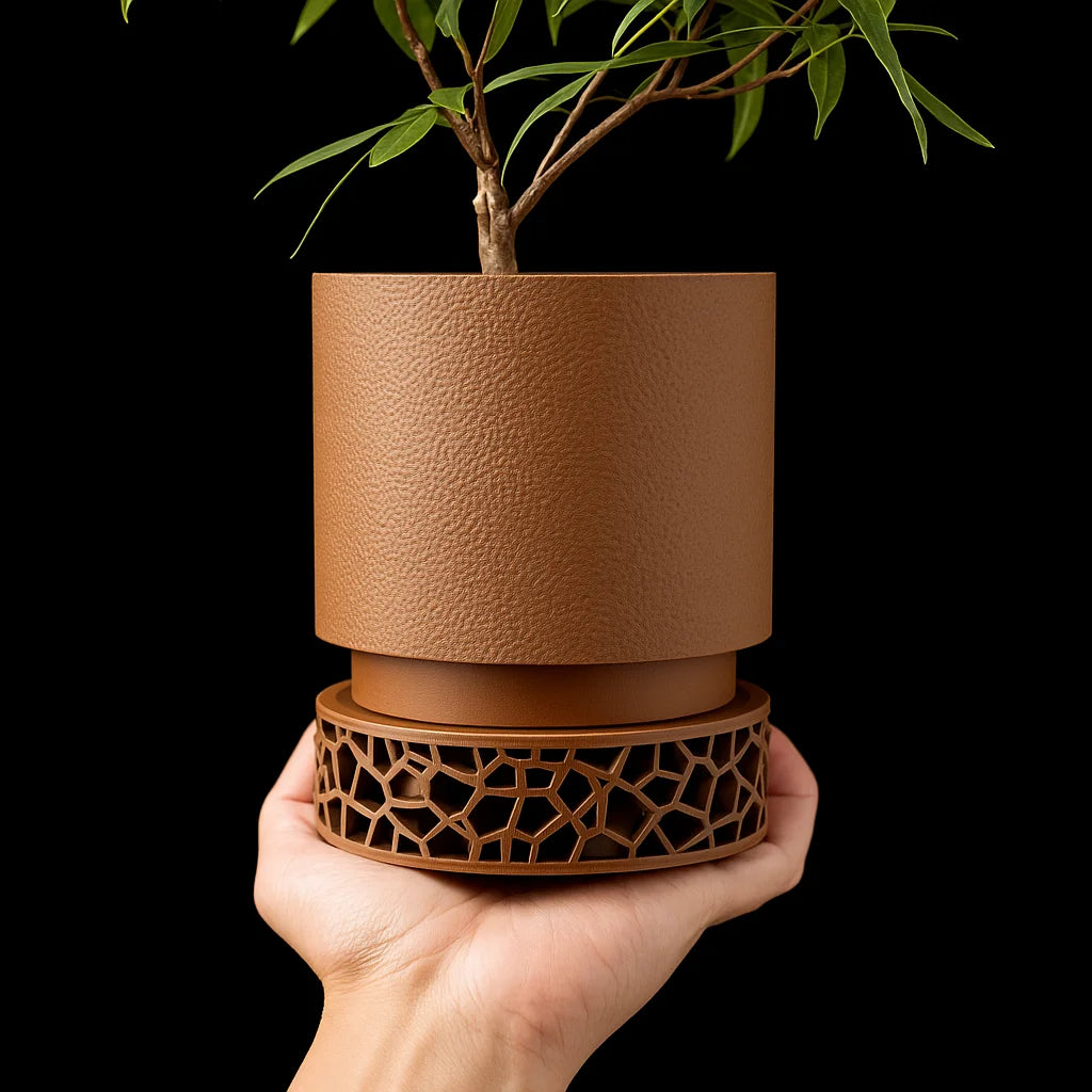 Modern Minimalist 3D Printed Plant Pot – Biodegradable Flower Planter for Home Decor, Eco-Friendly Sustainable Gift (Vori )