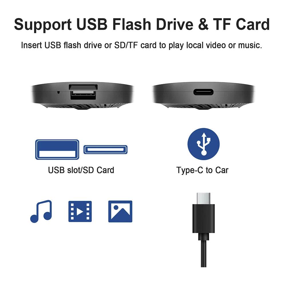 2025 ANYFAR Android 13 3in1 CarPlay Ai Box Wireless Android Auto USB Adapter 2G 32G For Youtube Netflix Automatic Connection