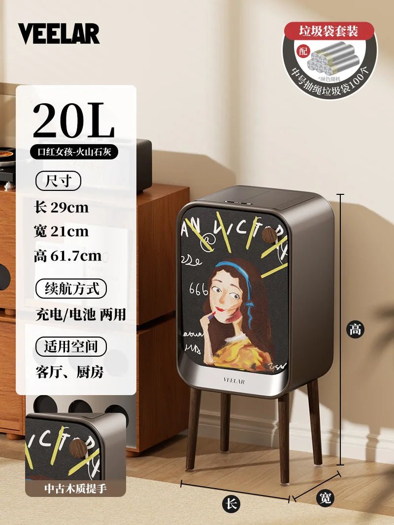 Luxury Smart Sensor Trash Can - Touchless Kitchen Tall Trash Bin Living Room Bedroom Wastebasket Garbage Storage Bin