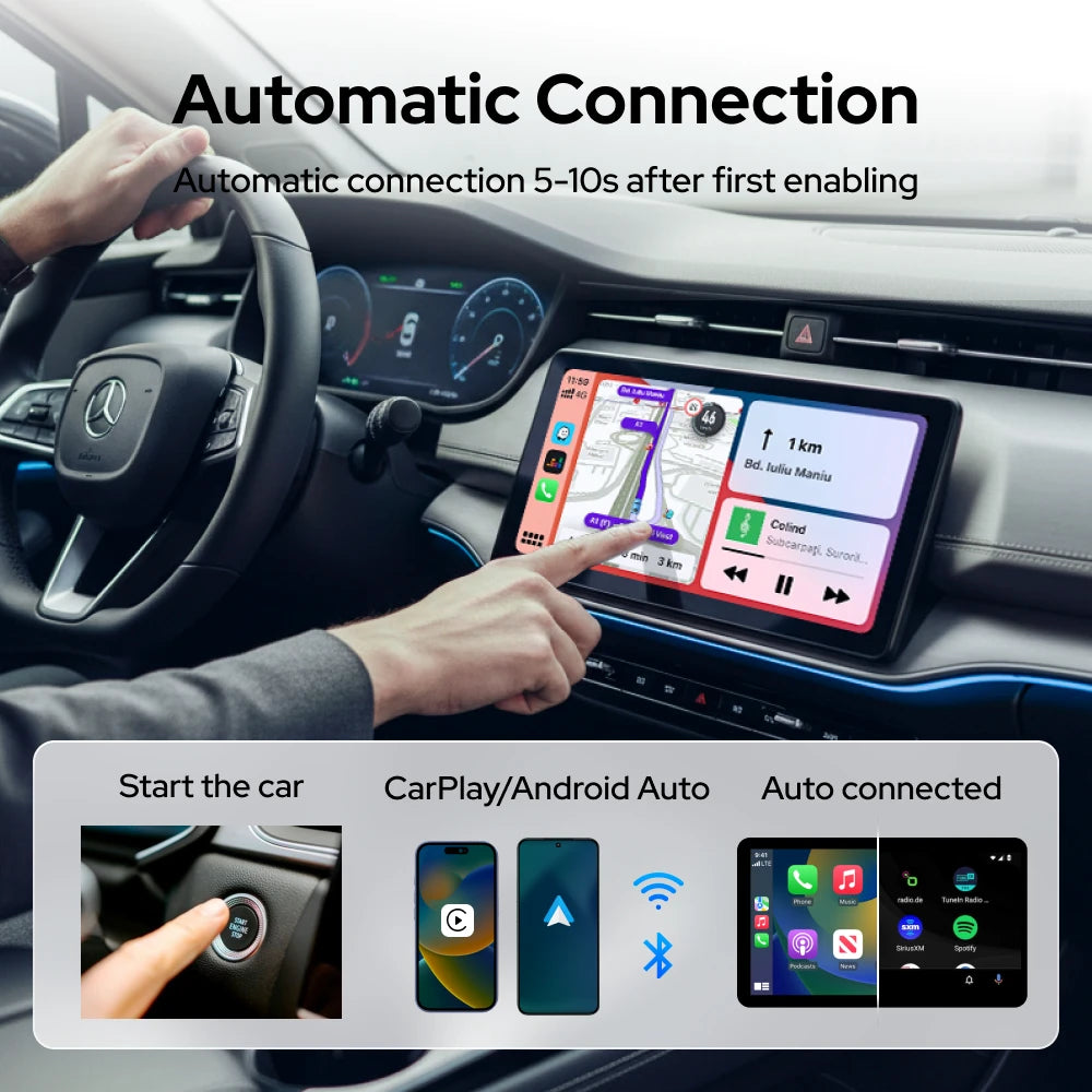Skilldrive 2026 Wireless CarPlay Android Auto Ultra Mini Adapter AI Smart Box Intelligent System USB C for Wired CarPlay Car
