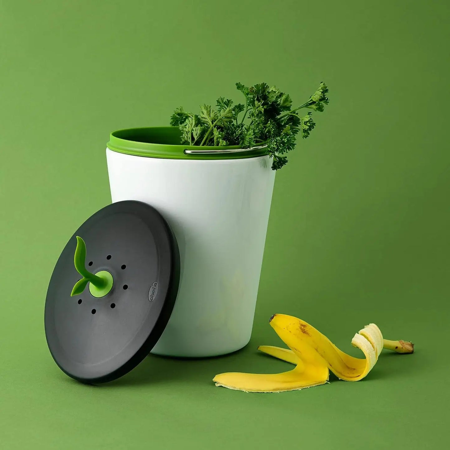 Eco-Friendly Kitchen Compost Bin, 3.3L Black & White Countertop Waste Container for Sustainable Living