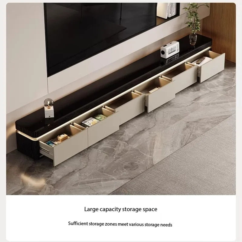 Modern Aesthetics TV Stand Sliding Doors Living Room Furniture Elegant Space Saving TV Stand Eco Friendly Materials Sustainable