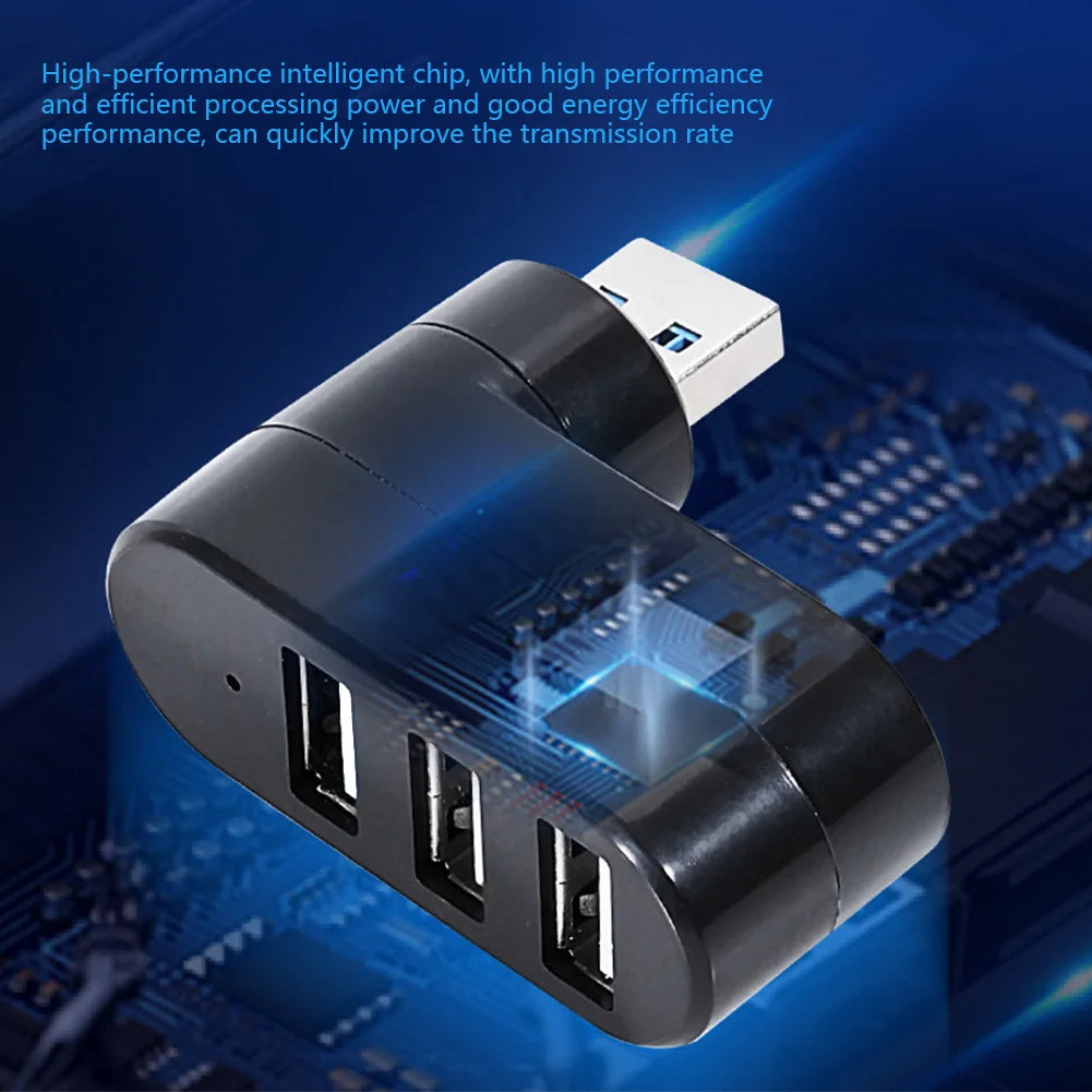 Mini USB 2.0 Hub USB Hub 2.0 Multi USB Splitter Hub Rotatable 3 Port Multiple Expander Splitter USB 2.0 Hub Computer Accessories