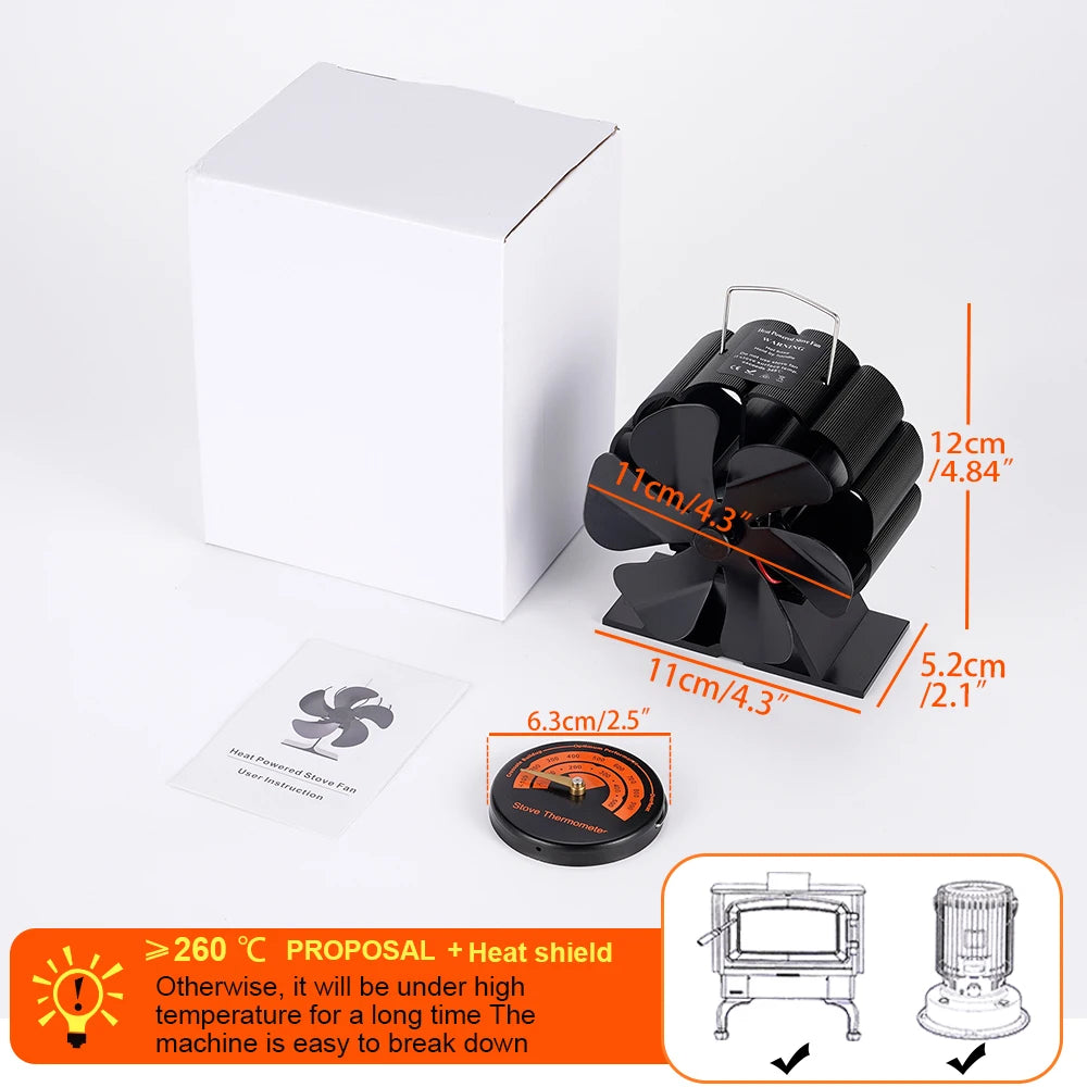 Mini Stove Fan 6Blades Heat Powered Fireplace Fan Log Wood Burner Heater Quiet Eco Hot Fan Home Efficient Heat Distribution