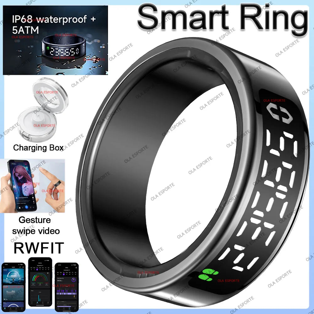Smart Ring Multi-sports Modes Pedometer Fitness Tracker Health Monitor IP68 Waterproof Military Grade LCD Screen Smart Ring 2025