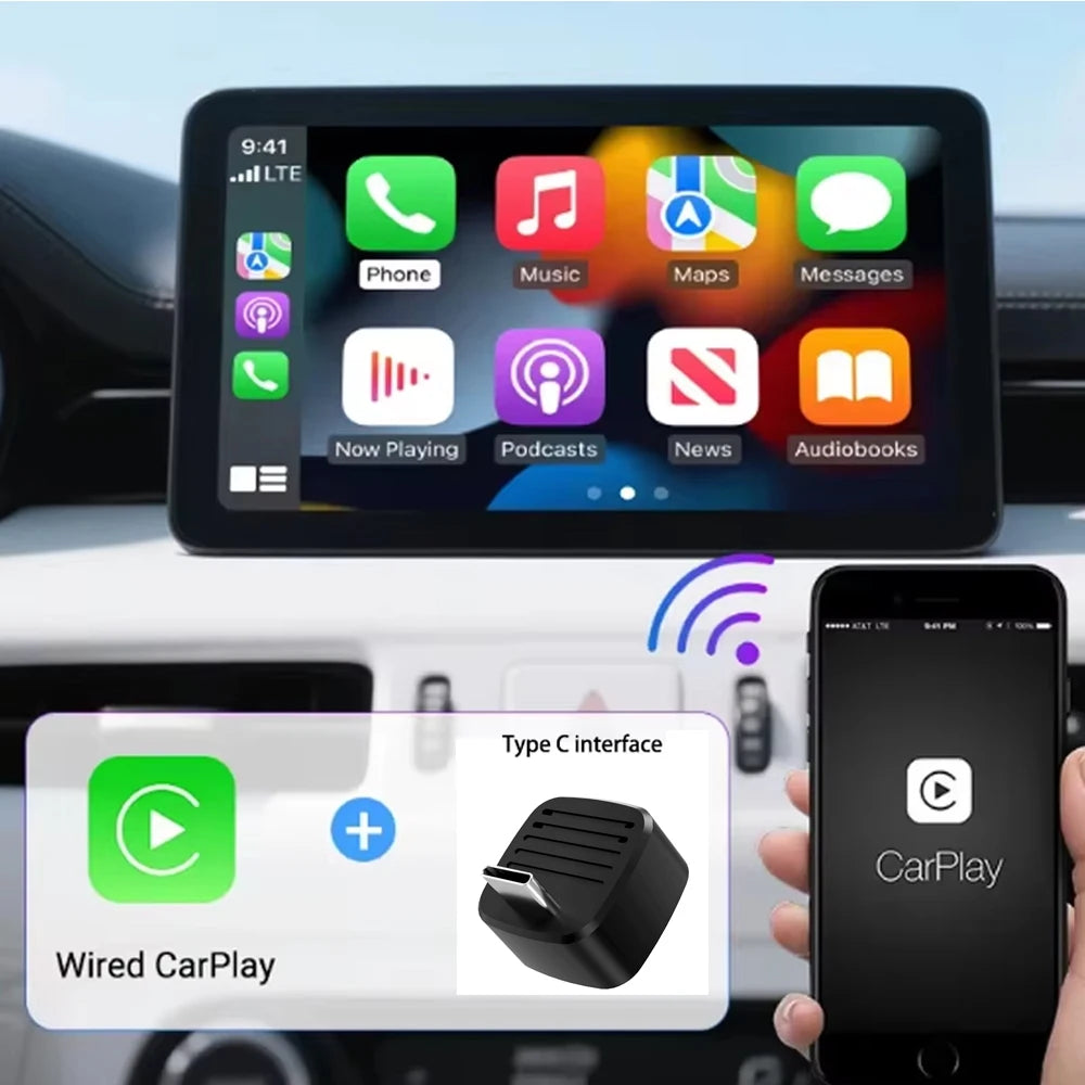 Skilldrive 2025 Ultra Mini Wireless CarPlay Adapter Wireless Android Auto AI Smart Box Intelligent Systems for Wired CarPlay Car