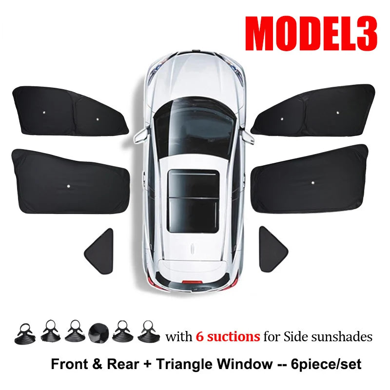 for Tesla Model 3 Y Juniper Highland 2025-2021 2026 Car Side Window Sunshade with Suction Cups Front Rear Windshield Privacy