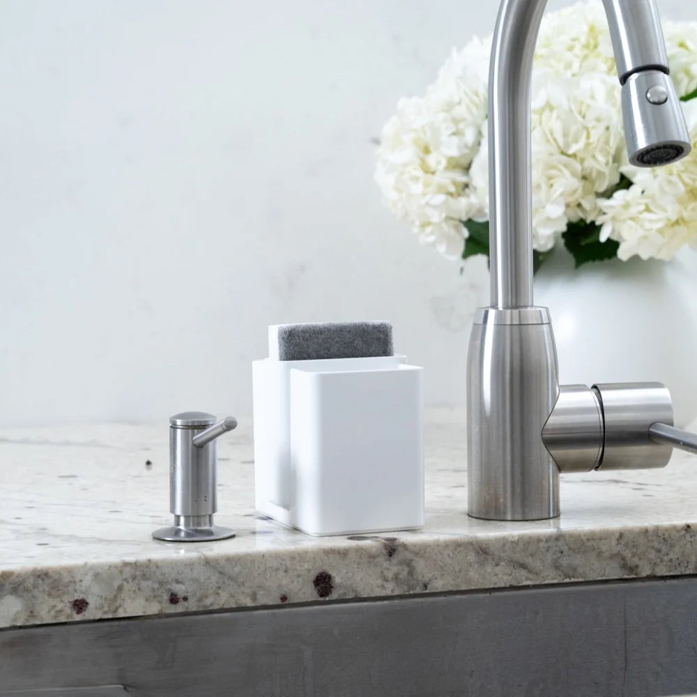 Sink Caddy Dish Wands and Sponge Smart Storage Organizer Rust Resistant Plastic Removable Base Countertop Essentials