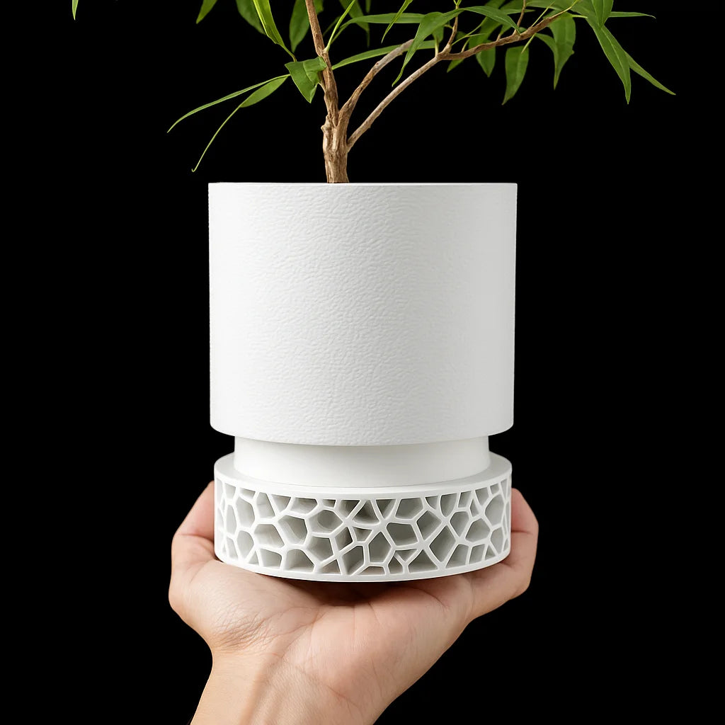 Modern Minimalist 3D Printed Plant Pot – Biodegradable Flower Planter for Home Decor, Eco-Friendly Sustainable Gift (Vori )