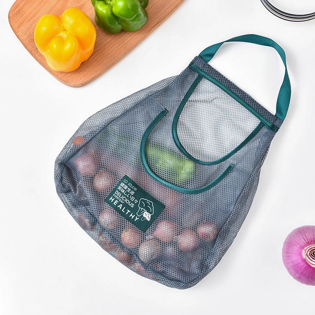Fruit Vegetable Storage Bag Reusable Vegetable Mesh Bag Washable Eco Friendly Hollow Net Portable for Garlic Potatoes Onion