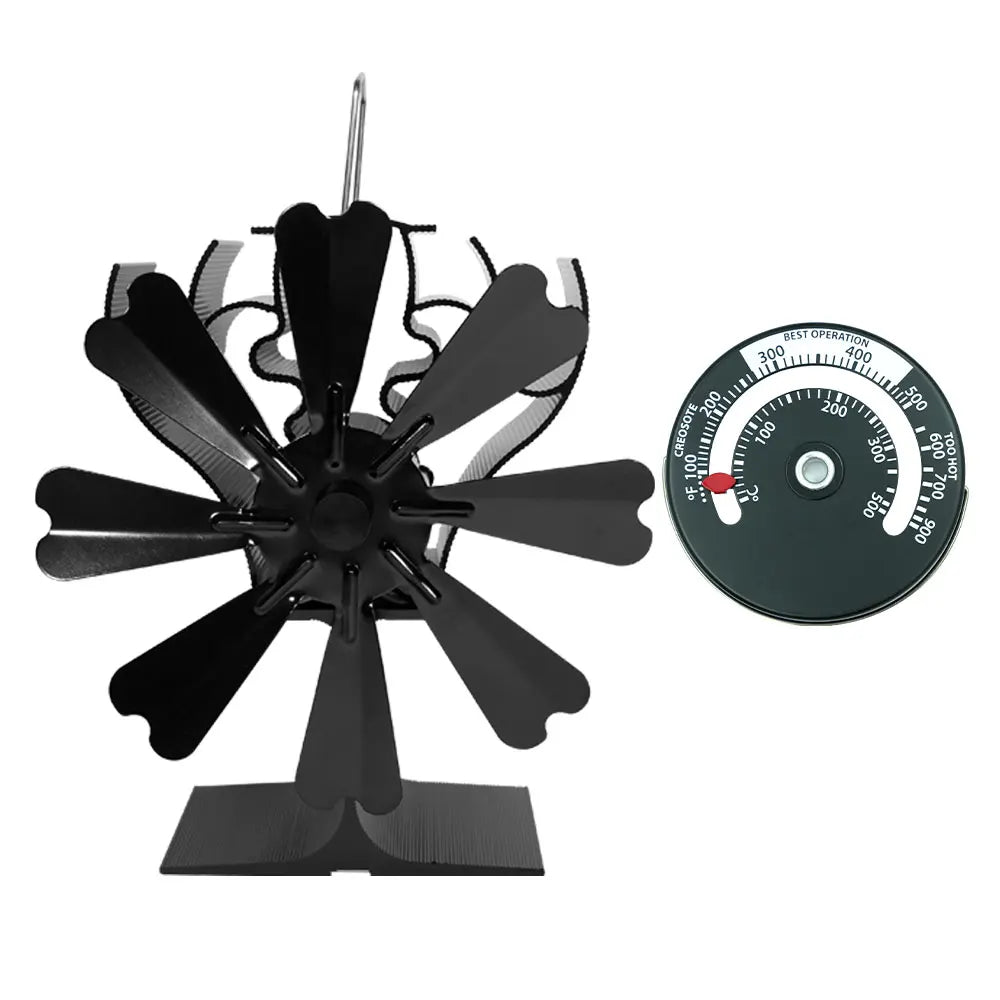Heat Powered Stove Fan Eco Quiet Black 6 Blades Log Wood Burner Fireplace Fan Efficient Heat Distribution Winter Warmer Home