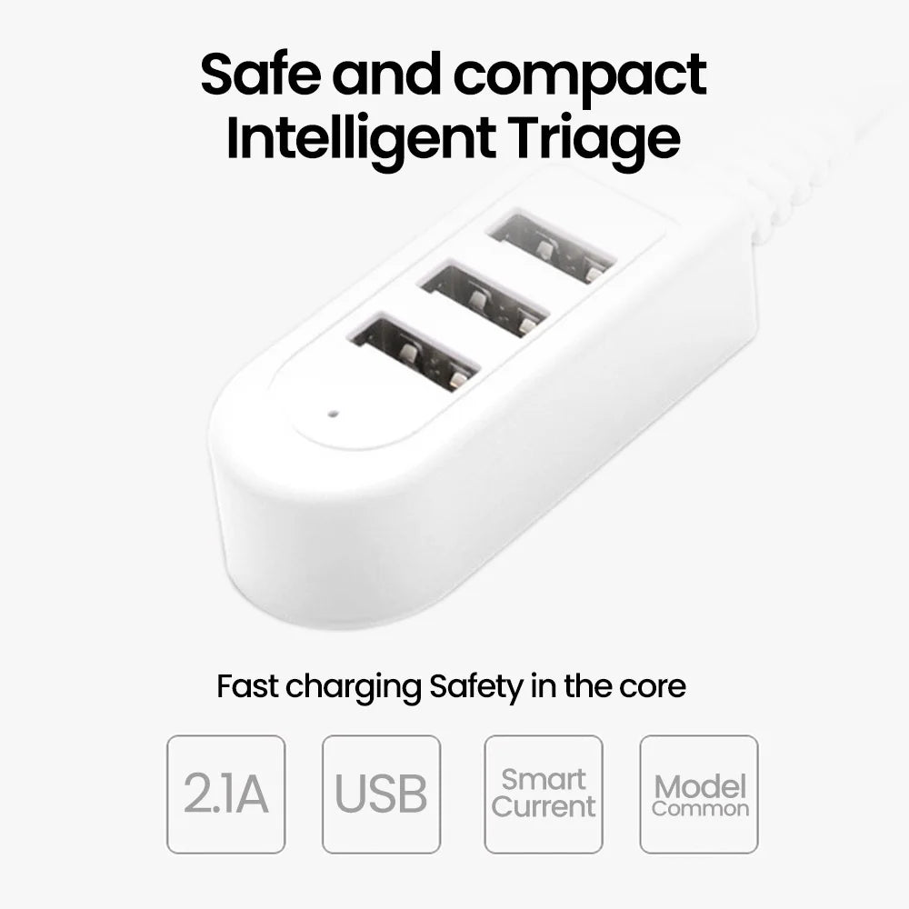 3-in-1 USB2.0 HUB 2.0 2USB Extension Cable HUB Splitter USB 2.0 Hub Expander Power Adapter For PC Computer Accessories