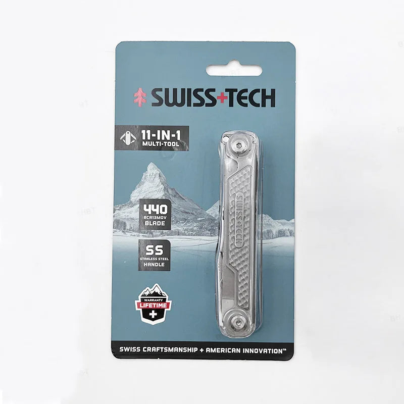 SWISS TECH 11 in 1 Mini Multitool Knife with Clip Folding EDC Outdoor Camping Survival Tools Scissors Screwdriver 2025 New