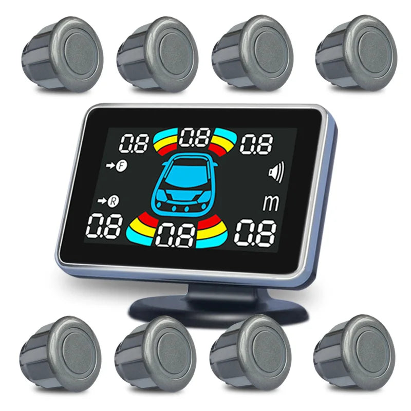 8 Parking Sensor Parktronic Car Automobile Reversing Backup Radar Electronics Rear Auto Detector Backing Assistance Kit Buzzer