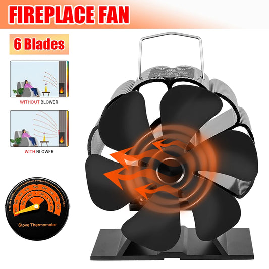 Mini Stove Fan 6Blades Heat Powered Fireplace Fan Log Wood Burner Heater Quiet Eco Hot Fan Home Efficient Heat Distribution