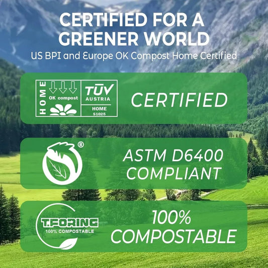1.2 Gallon Compostable Trash Bags, 80 Count, ASTM D6400 & OK Compost Home Certified for Eco-Friendly Kitchen Waste