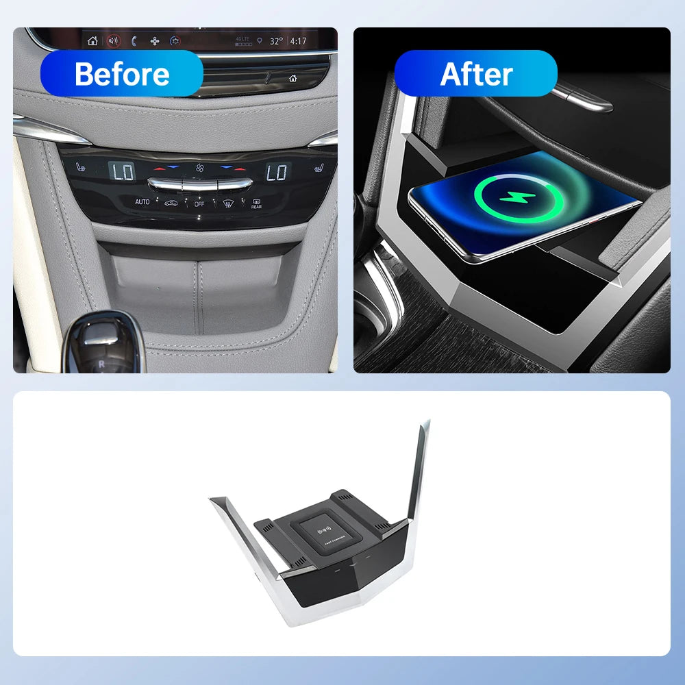 Fast Wireless Car Charger for Cadillac XT5 XT6 2015-2021 Compatible with Xiaomi iPhone - Dashboard Mount Charging Accessory