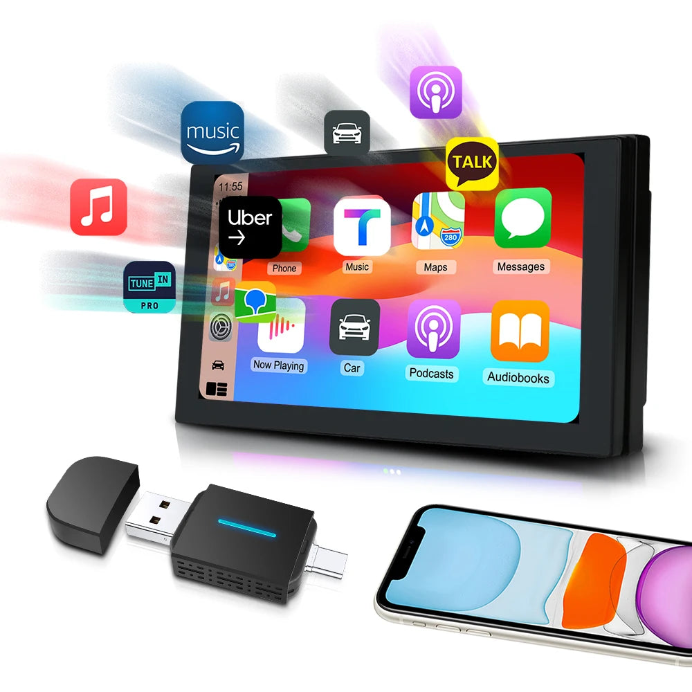 LEXXSON Dual Interface Wireless CarPlay Android Auto Wireless USB TYPE-C Adapter Smart Mini Box Plug Fast Connect Universal