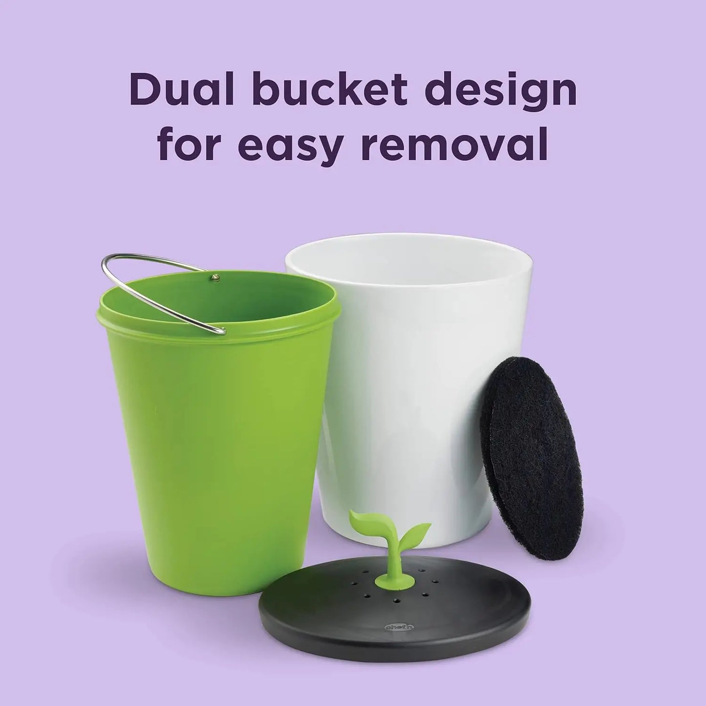 Eco-Friendly Kitchen Compost Bin, 3.3L Black & White Countertop Waste Container for Sustainable Living