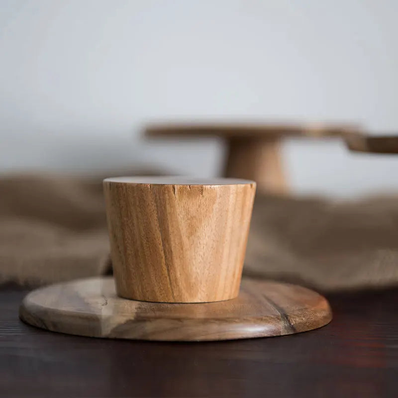 KEMORELA High Stand Wooden Cake Plate Creative Food Serving Trays Eco Natural Wood Dessert Fruit Snack Tray Home Decor