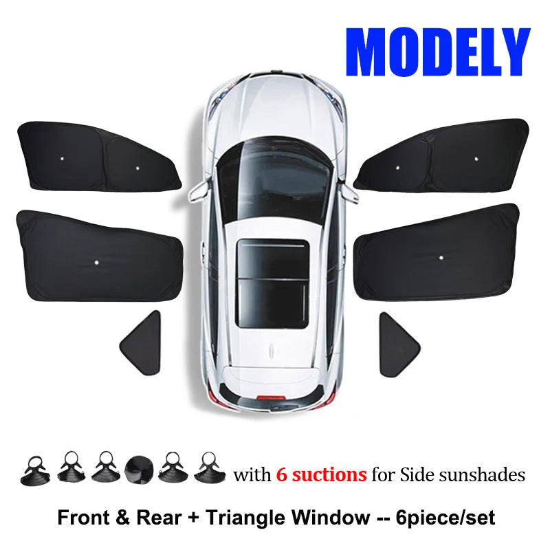 for Tesla Model 3 Y Juniper Highland 2025-2021 2026 Car Side Window Sunshade with Suction Cups Front Rear Windshield Privacy