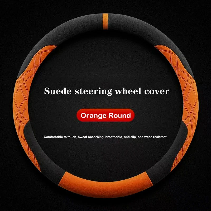 Suede Leather Car Steering Wheel Cover for Smart forfour Smart 1 3 5 2015 - 2025 Auto Accessories
