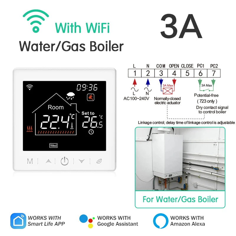 Tuya Thermostat WiFi Electric/Water/Gas Boiler Warm Floor Heating Temperature Controller Smart Thermoregulator Alexa Google