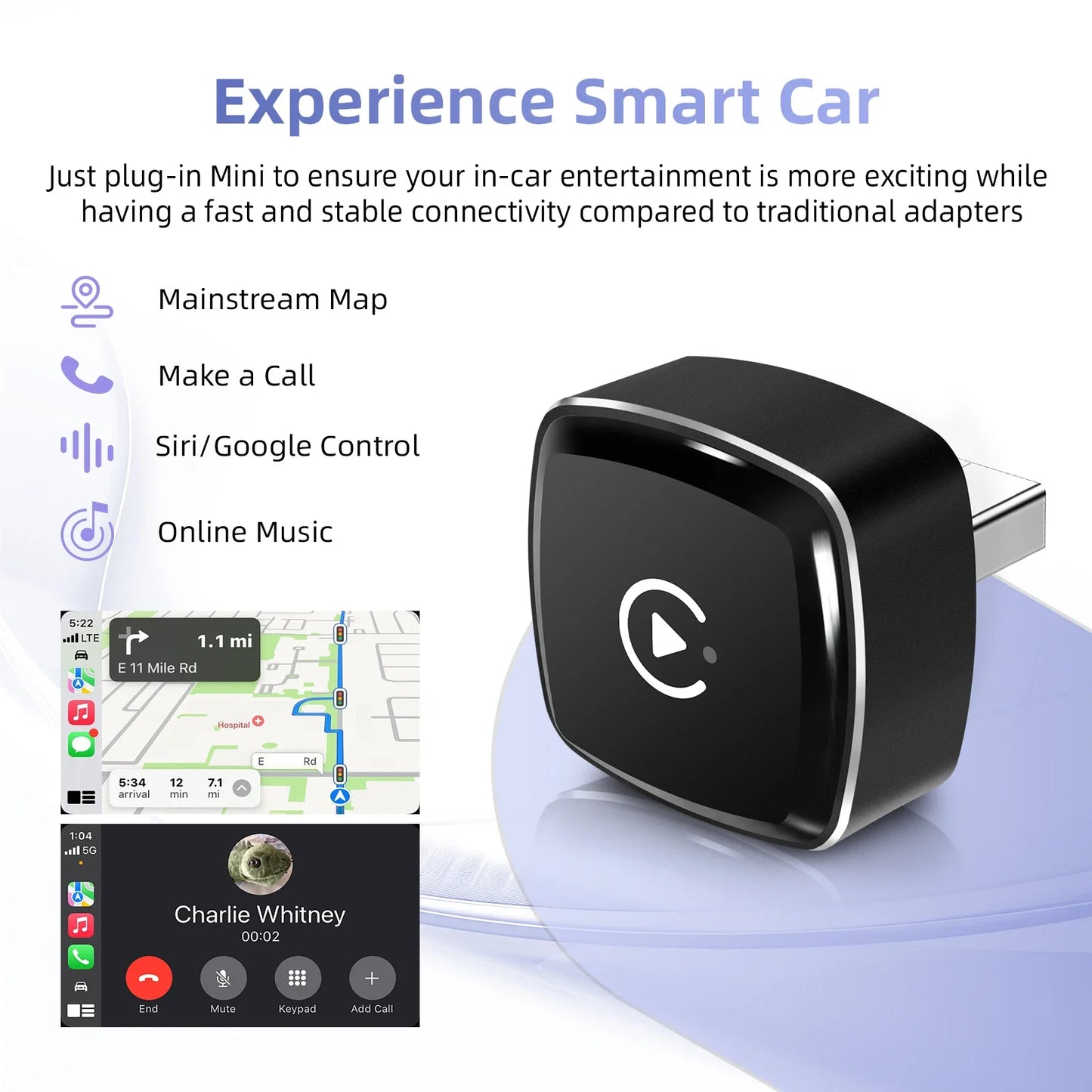 2026 NEW 2in1 Wireless CarPlay&Android Auto Adapter Ultra-Compact Universal Dongle for Factory Wired Cars Plug&Play with WiFi&BT