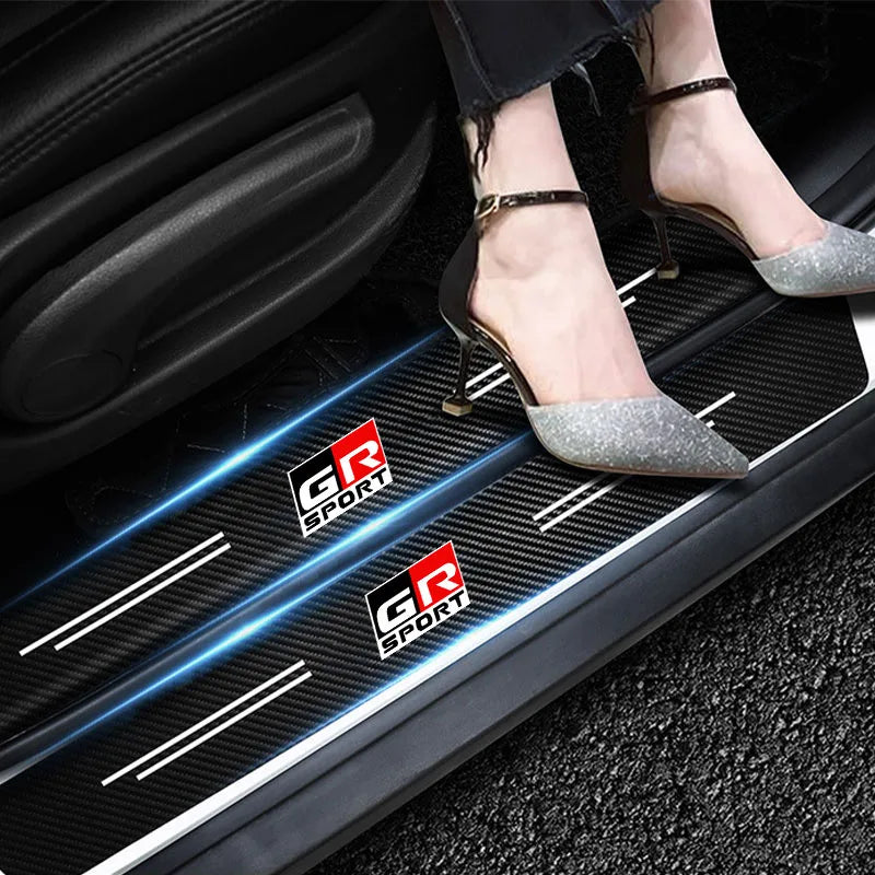 Car Sill pedal Rear Bumper Protection Stickers For Toyota GR Sport Gazoo Racing Yaris 86 Corolla Hilux Supra C-HR Accessories