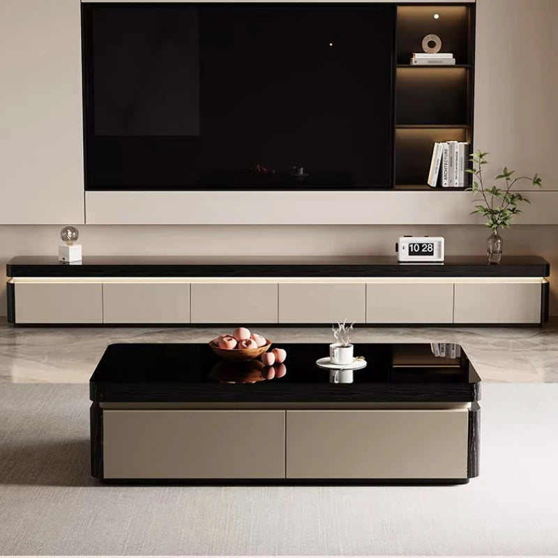 Modern Aesthetics TV Stand Sliding Doors Living Room Furniture Elegant Space Saving TV Stand Eco Friendly Materials Sustainable