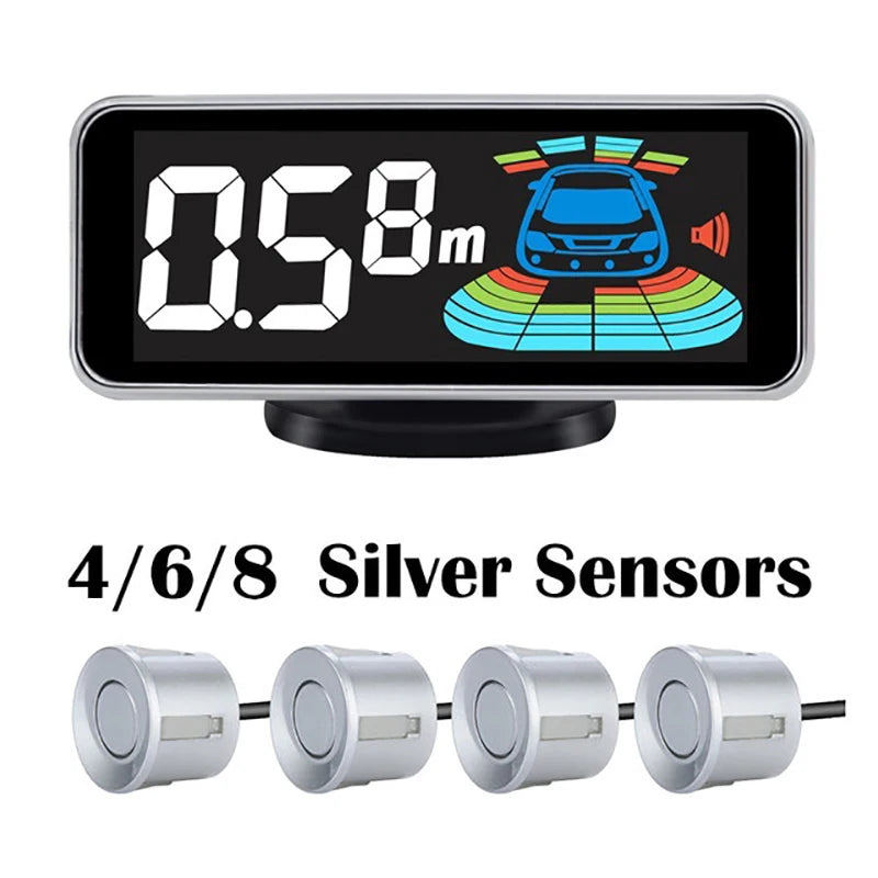Multiple Radar Parking Sensor Kit Backlight Parktronic LED Display System Backup Monitor Detector Assistant 4/6/8 Sensor Alarm