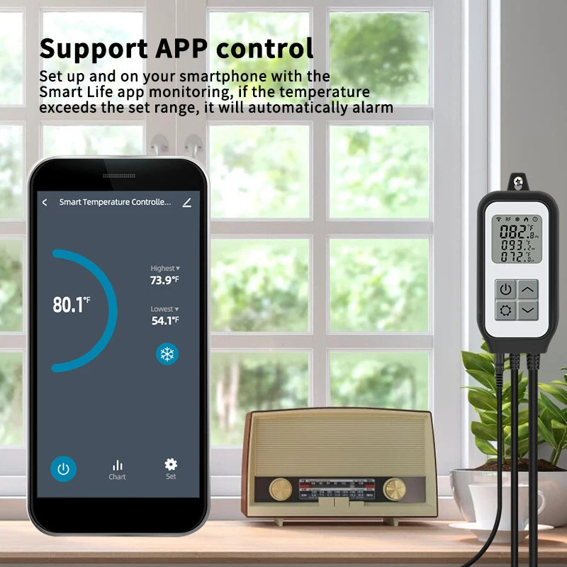 Tuya Digital Temperature Controller Socket Thermostat Heater Plug for Aquarium Greenhouse Voice Control Via Alexa Google Home