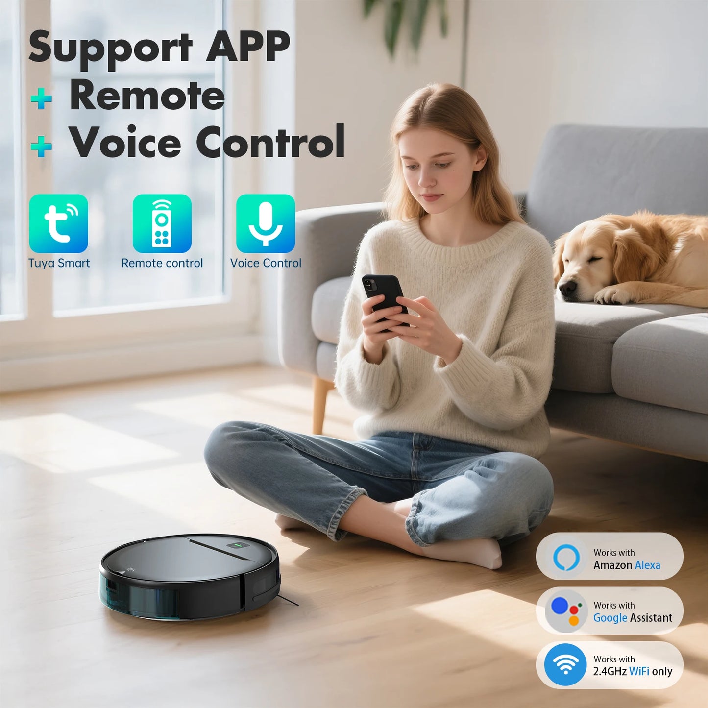 OMESER BR181 Robot Vacuum Cleaner Combo Mop 4KPa Suction Robotic WiFi/Voice Control Auto-Recharge Pet Hair Vacuum Cleaning Robot