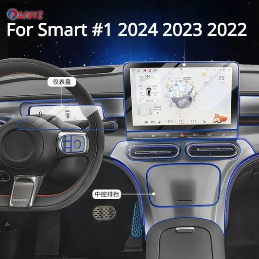 For Smart #1 2024 2023 2022 Accessories Car interior film transparent TPU Gear Panel Navigation Center Console PPF Protection