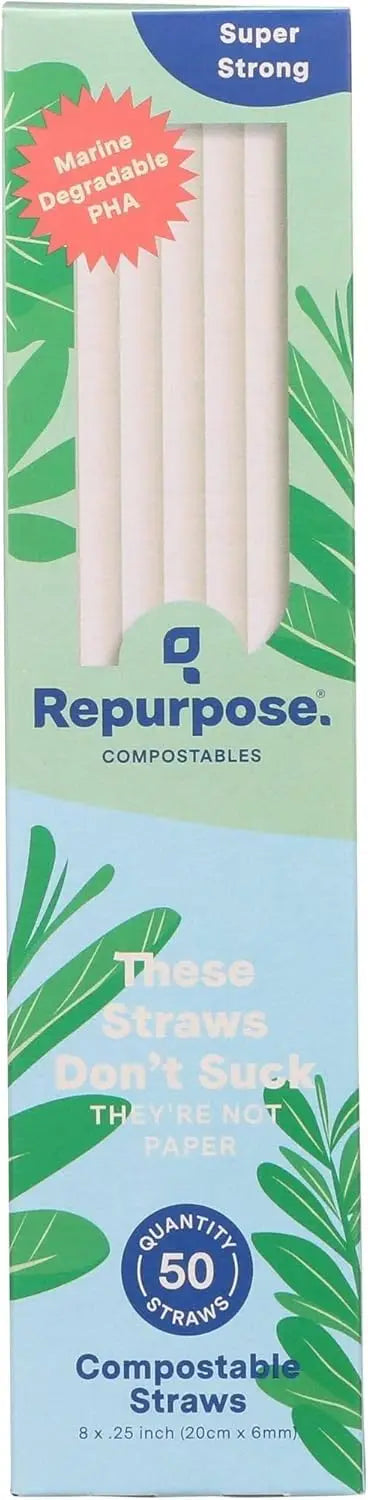 Eco-Friendly Bendy Straws, 50 Pack - Sustainable Plant-Based Alternative to Plastic