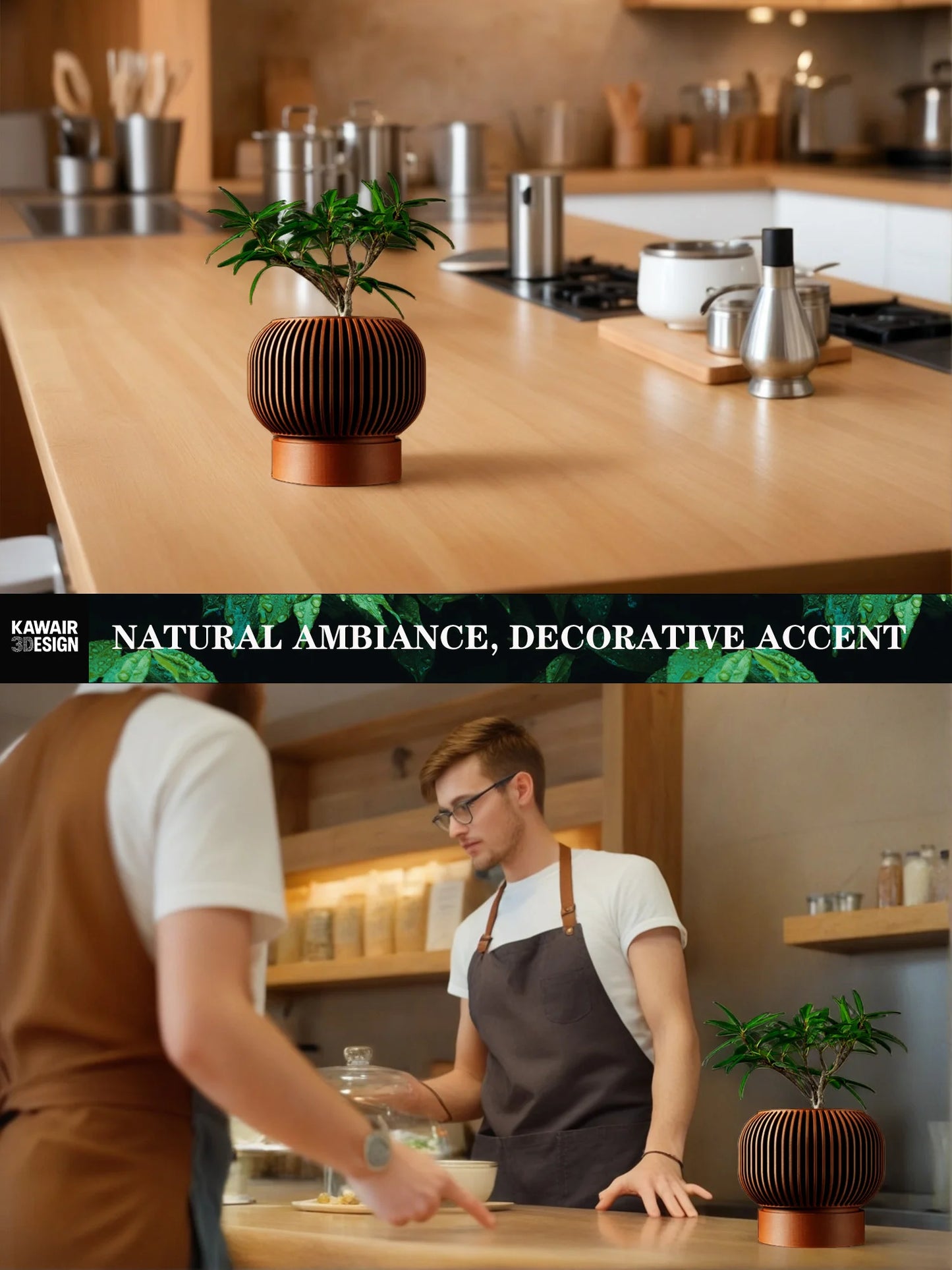 Modern Minimalist 3D Printed Plant Pot – Biodegradable Flower Planter for Home Decor, Eco-Friendly Sustainable Gift (Yuso)