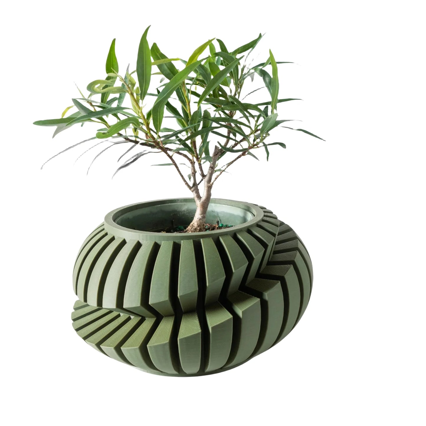 Eco-Friendly 3D Printed Flower Pot Irregular Geometric plant pot with Textured Lines for Tabletop Decor & Sustainable Gift
