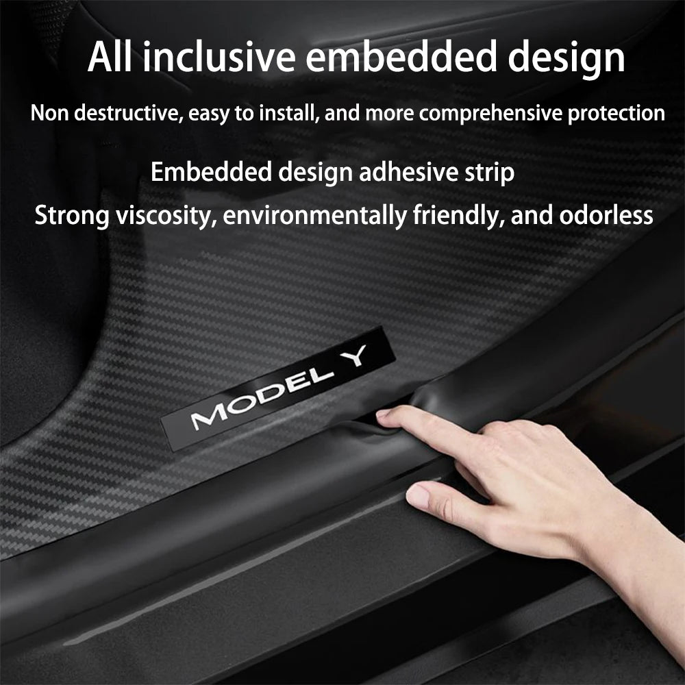 2 4 8PcsFor Tesla NewModelY Juniper 2025 ABS Front Rear Door Sill Protector Threshold Strip Anti-kick Guard Panel Waterproof Pad