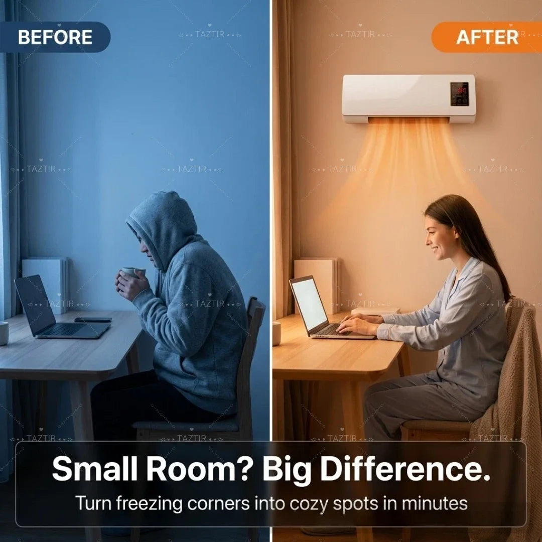 2-in-1 Wall-Mounted Heater 1400W with 6-Hour Timer Remote Touchscreen Control Natural Fan Mode Overheat Protection