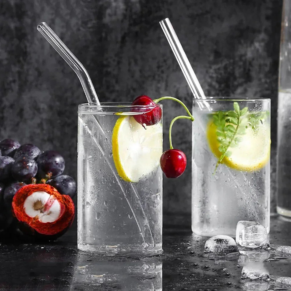 1-10Pcs Reusable Glass Straw Set High Borosilicate Smoothie Cocktails Straw Healthy Eco Friendly Drinking Straw with Clear Brush