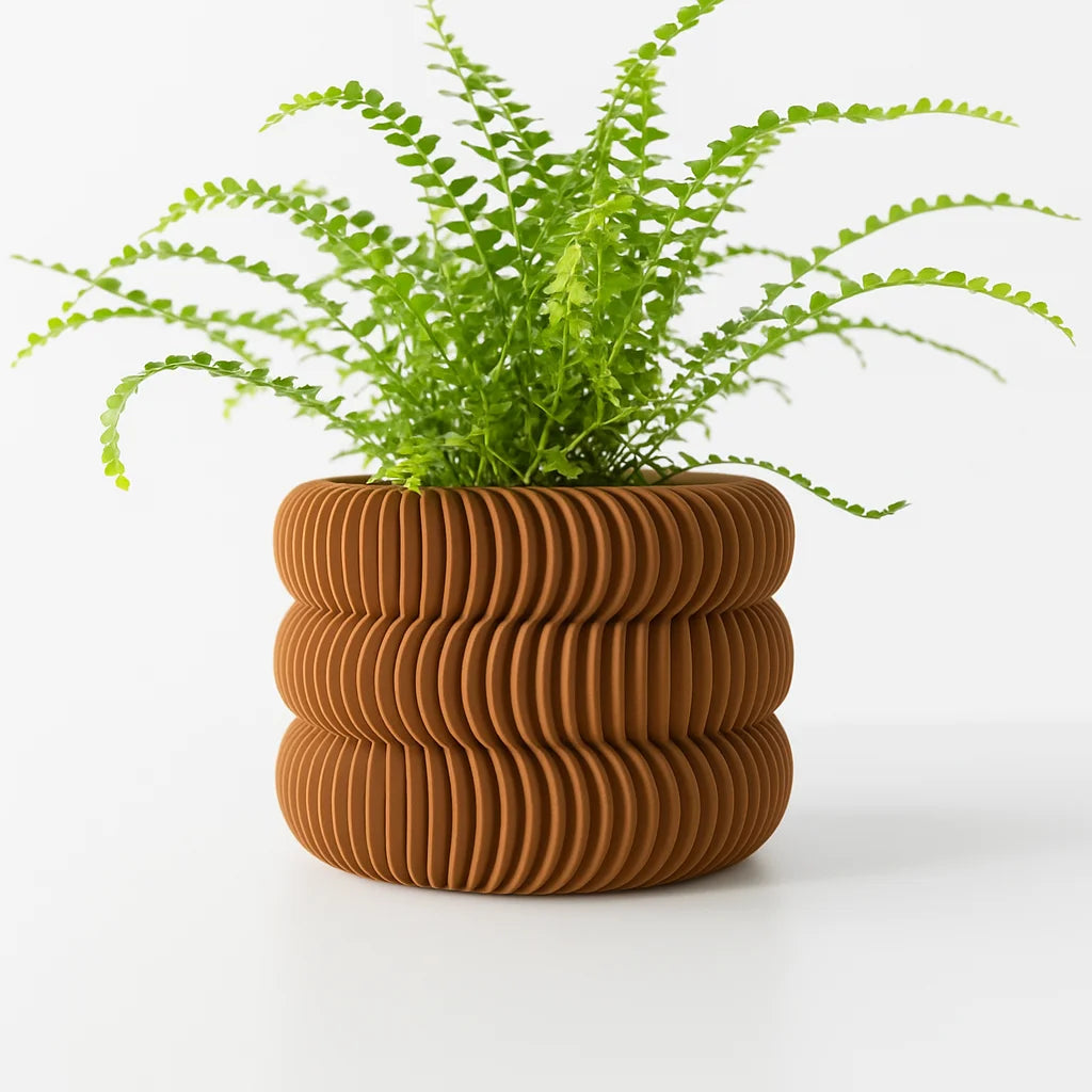 Modern Minimalist 3D Printed Plant Pot – Biodegradable Flower Planter for Home Decor, Eco-Friendly Sustainable Gift (Maro)