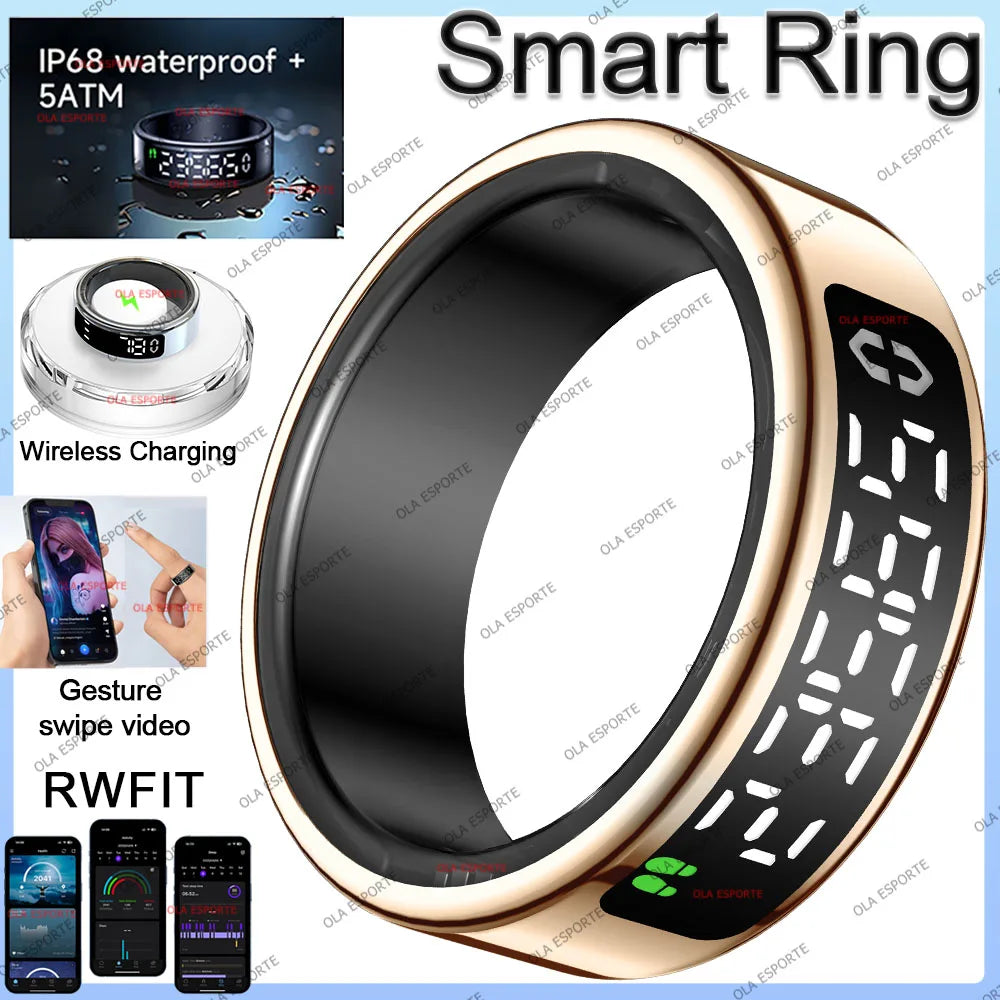 Smart Ring Multi-sports Modes Pedometer Fitness Tracker Health Monitor IP68 Waterproof Military Grade LCD Screen Smart Ring 2025