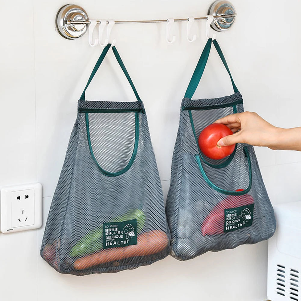 Fruit Vegetable Storage Bag Reusable Vegetable Mesh Bag Washable Eco Friendly Hollow Net Portable for Garlic Potatoes Onion