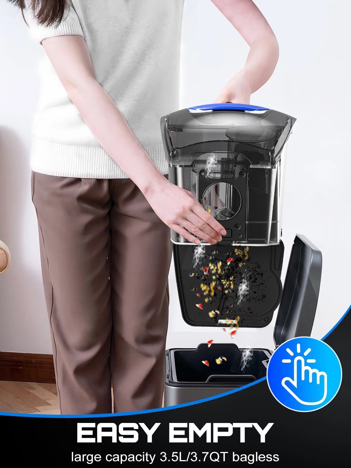 Canister Vacuum Cleaner, 40Kpa 1600W Powerful,3.7QT Large Dust Cup Vacuum for Hard Floors, Carpets, Pet Hair