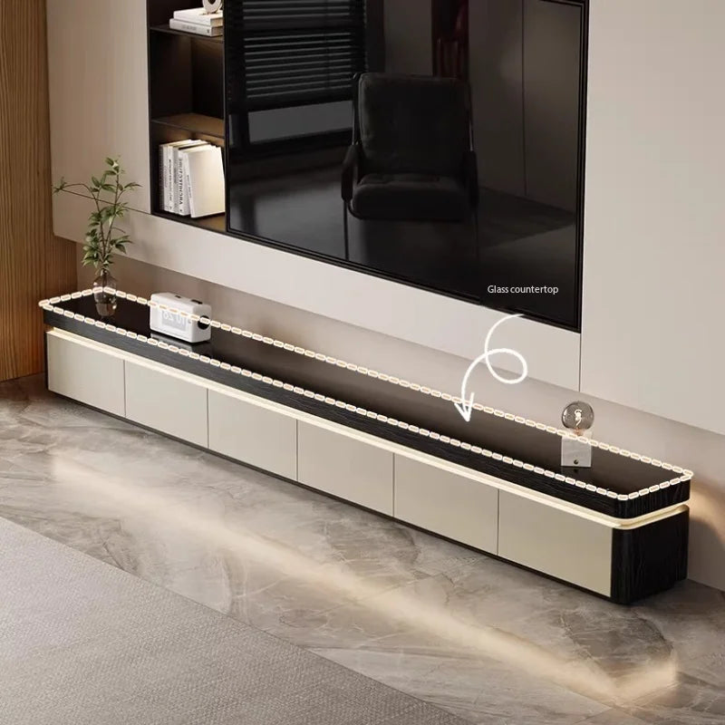 Modern Aesthetics TV Stand Sliding Doors Living Room Furniture Elegant Space Saving TV Stand Eco Friendly Materials Sustainable