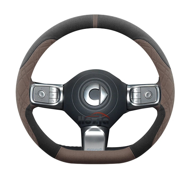 Suede Leather Car Steering Wheel Cover for Smart forfour Smart 1 3 5 2015 - 2025 Auto Accessories