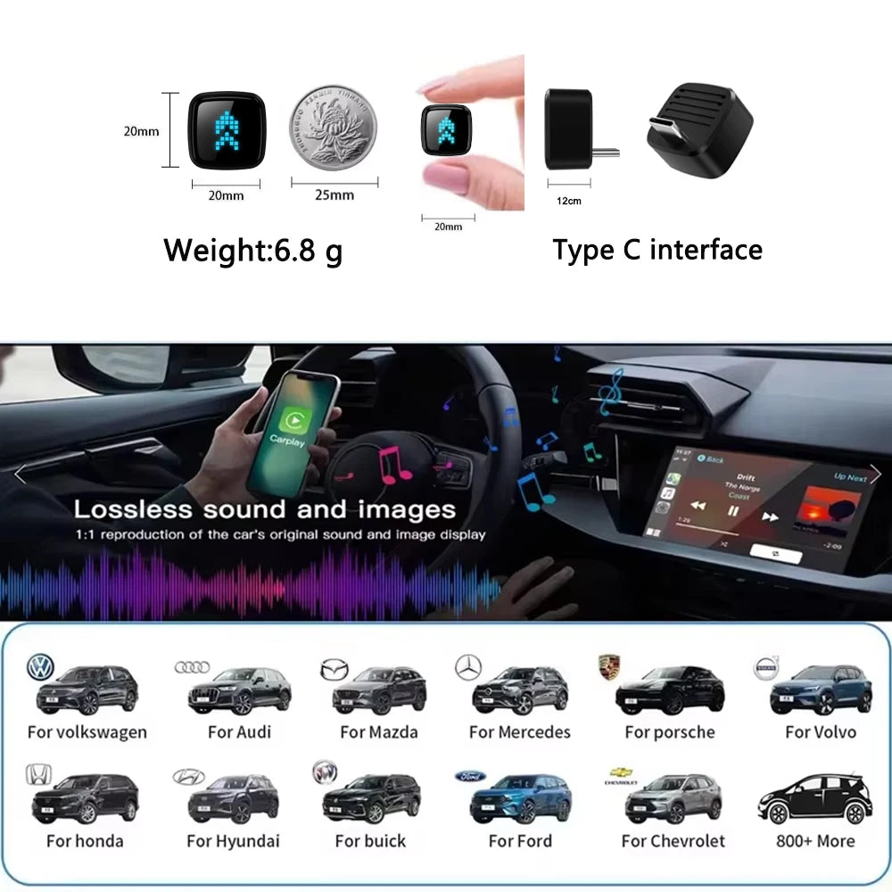 Skilldrive 2025 Ultra Mini Wireless CarPlay Adapter Wireless Android Auto AI Smart Box Intelligent Systems for Wired CarPlay Car