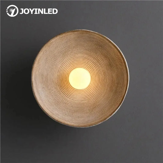 JOYINLED Vintage Japanese Wall Sconce Eco Friendly Resin Art Bedside Night Light for Living Room Bedroom Dining Room  Home Decor