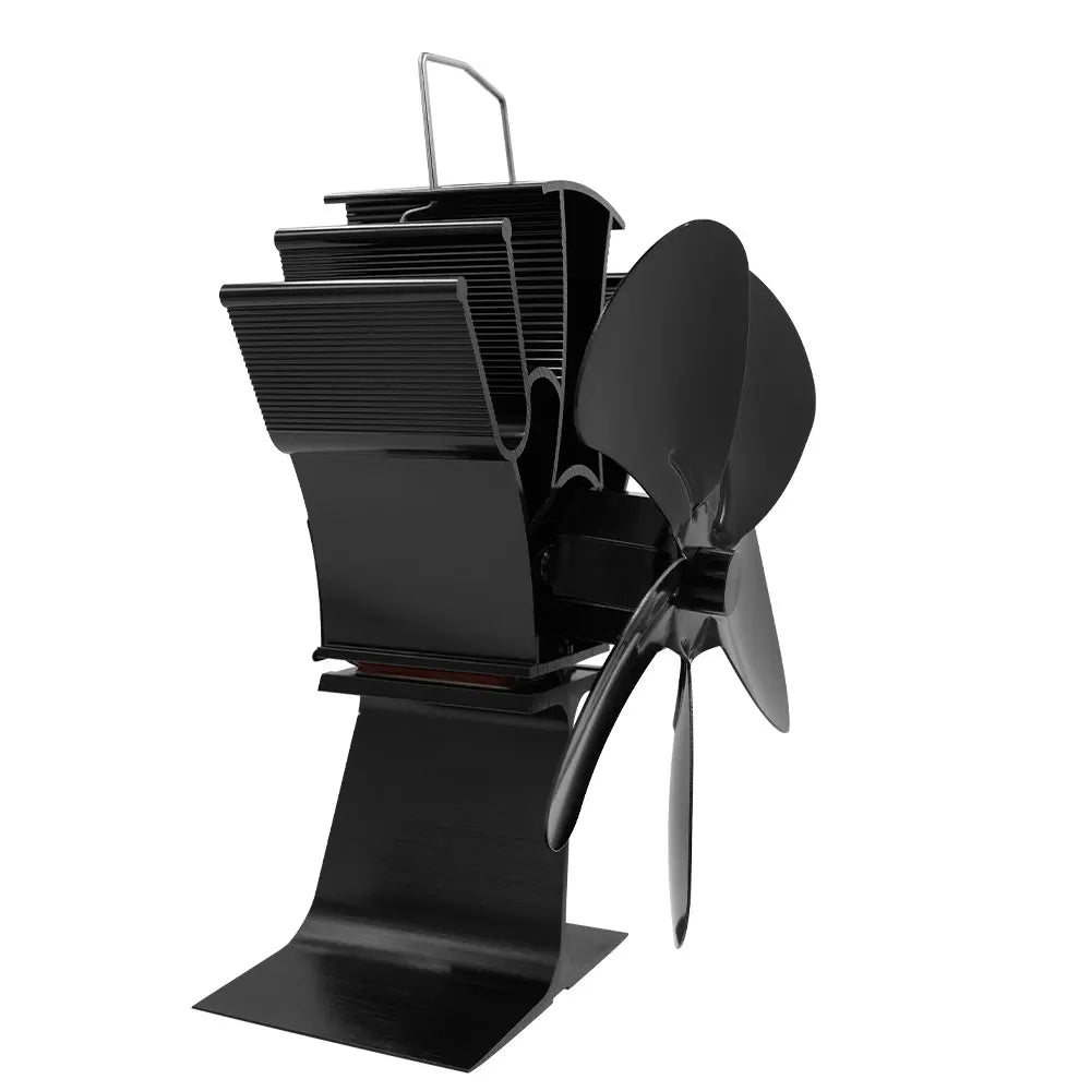 Heat Powered Stove Fan Eco Quiet Black 5 Blades Log Wood Burner Fireplace Fan Efficient Heat Distribution Winter Warmer Home
