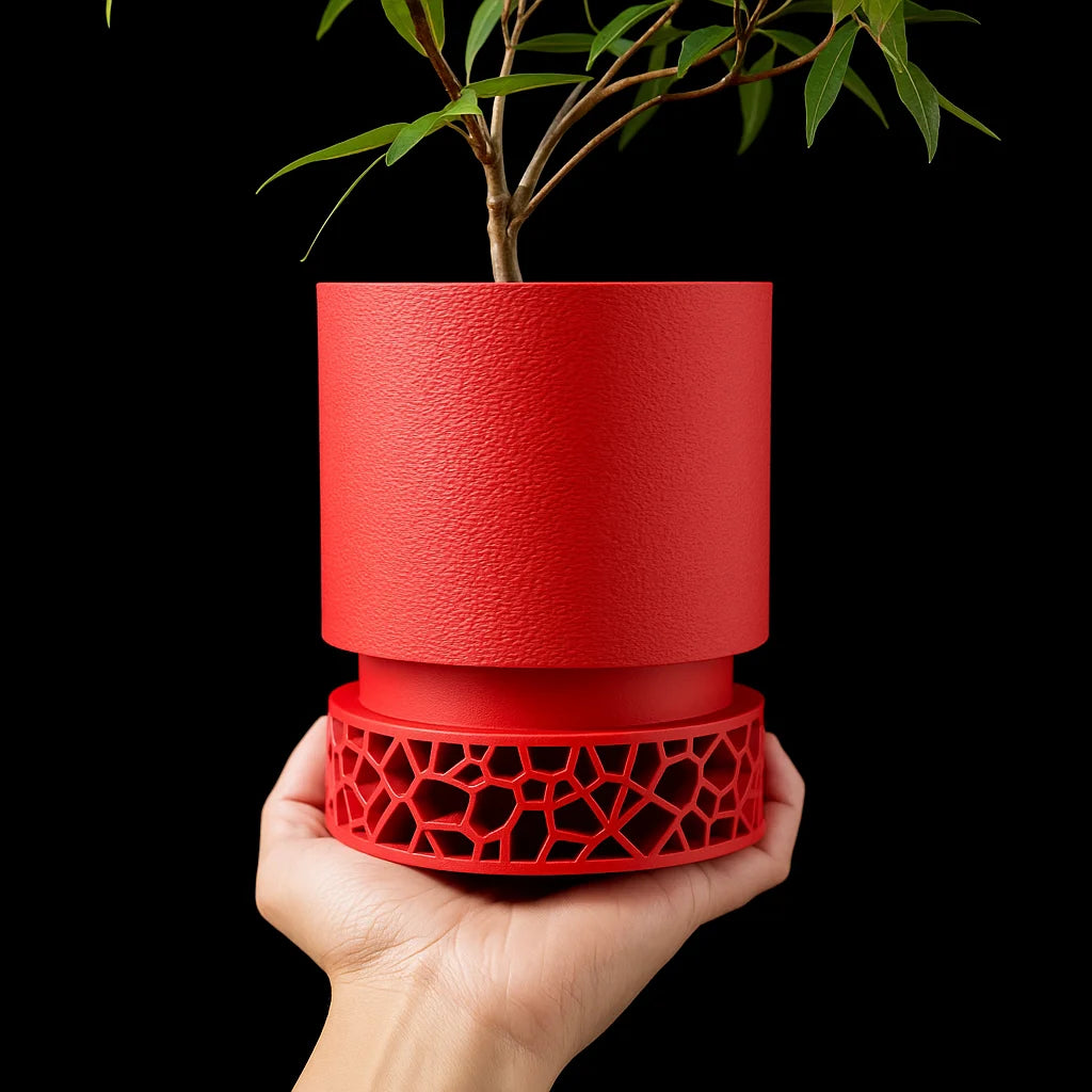 Modern Minimalist 3D Printed Plant Pot – Biodegradable Flower Planter for Home Decor, Eco-Friendly Sustainable Gift (Vori )